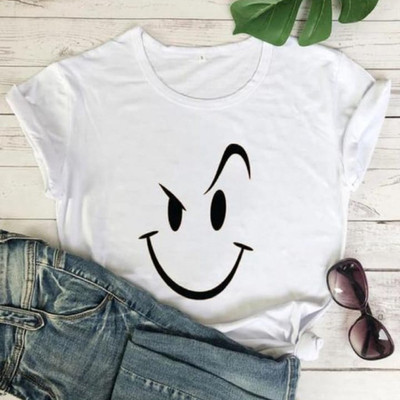 SAHAL Printed Women Round Neck White T-Shirt