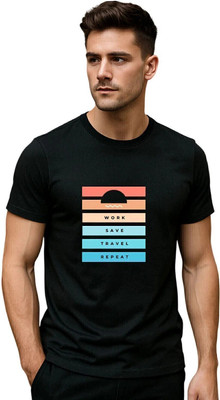 Fabc Typography Men Round Neck Black T-Shirt