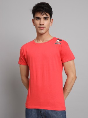 STHULAS Solid Men Round Neck Red T-Shirt