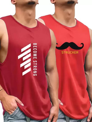 Expert Choice Printed Men Round Neck Red, Maroon T-Shirt