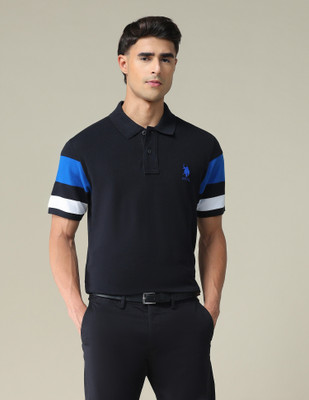 U.S. POLO ASSN. Colorblock Men Polo Neck Black T-Shirt
