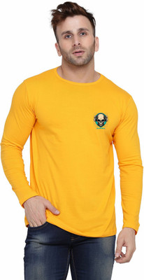 tfurnish Printed Men Round Neck Yellow T-Shirt