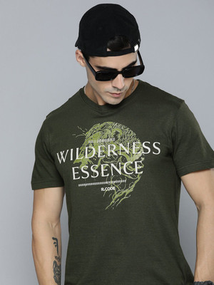 R.Code by The Roadster Life Co. Printed Men Round Neck Green T-Shirt