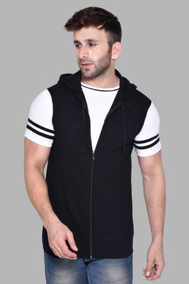 Trendfull Colorblock Men Hooded Neck Black T-Shirt