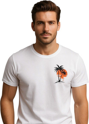 Moldify Printed Men Round Neck White T-Shirt