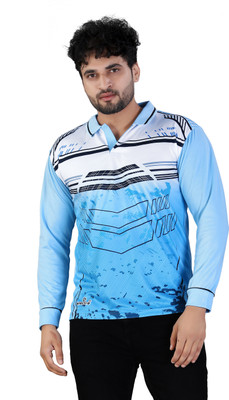 click n buy Solid Men Polo Neck Light Blue T-Shirt
