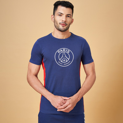 SF Jeans by Pantaloons Printed, Typography Men Round Neck Dark Blue T-Shirt