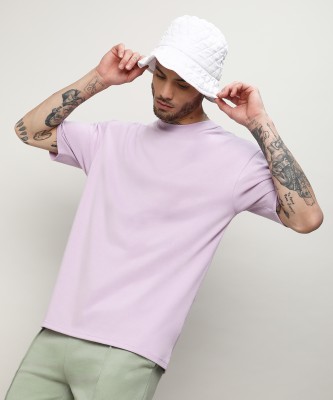 CAMPUS SUTRA Solid Men Round Neck Purple T-Shirt