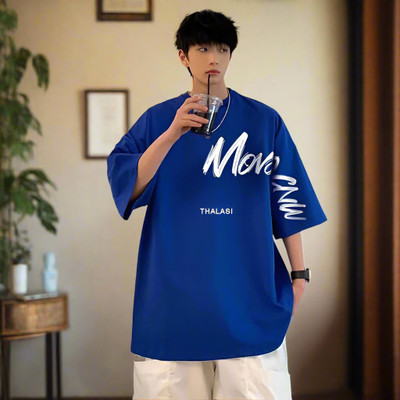 THALASI Graphic Print Men Round Neck Blue T-Shirt