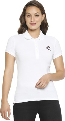 BEING HUMAN Solid Women Polo Neck White T-Shirt