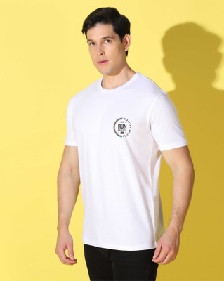 WOOSTRO Self Design Men Round Neck White T-Shirt