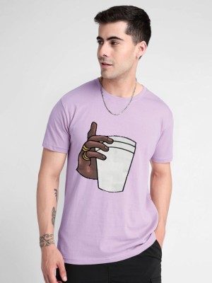 Brightstar Typography Men Round Neck Purple T-Shirt