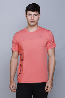 Fort Collins Typography Men Round Neck Pink T-Shirt