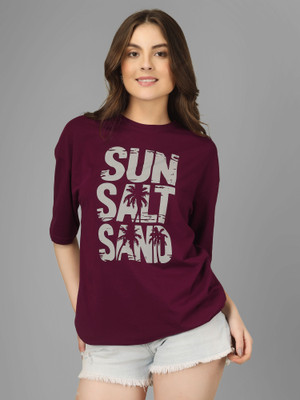 PUBCLUB Printed Women Round Neck Brown T-Shirt