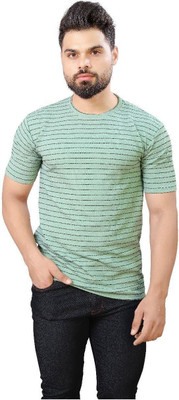 METRONAUT Striped Men Round Neck Light Green T-Shirt