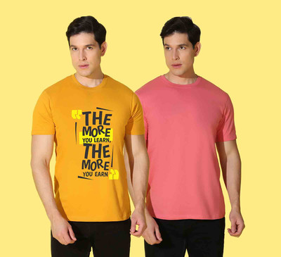 WOOSTRO Printed Men Round Neck Multicolor T-Shirt