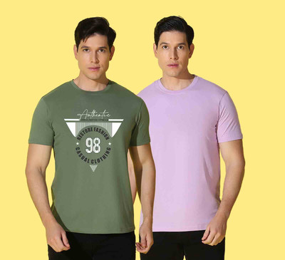 WOOSTRO Printed Men Round Neck Multicolor T-Shirt