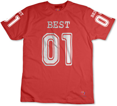 THE PRINT PLATTER Typography Men Round Neck Red T-Shirt