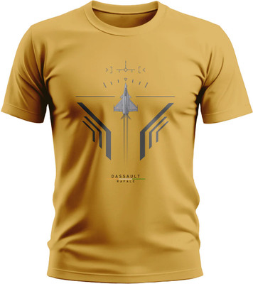 Warriorworld Printed Men Round Neck Yellow T-Shirt