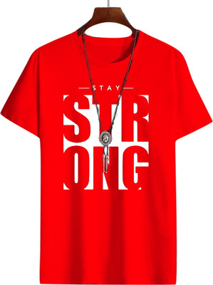 Nirvaan Printed, Typography Men Round Neck Red T-Shirt