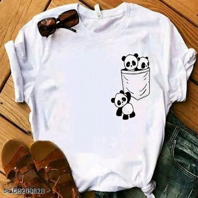 SAHAL Printed Women Round Neck White T-Shirt