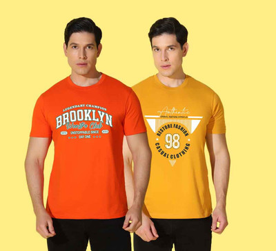 WOOSTRO Printed, Typography Men Round Neck Multicolor T-Shirt