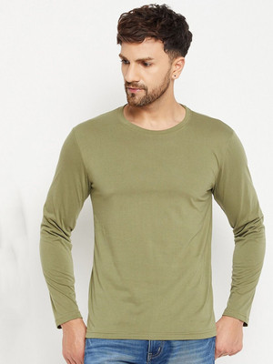 OrrganicChics Solid Men Round Neck Green T-Shirt