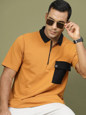RIGO Solid Men Polo Neck Brown T-Shirt