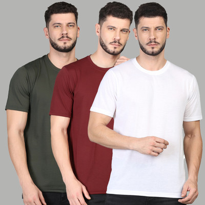 INKKR Solid Men Round Neck Black T-Shirt