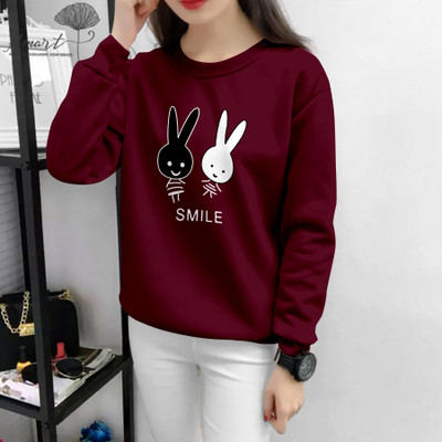 herry fashion Printed Women Round Neck Maroon T-Shirt