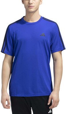 ADIDAS Printed Men Round Neck Blue T-Shirt