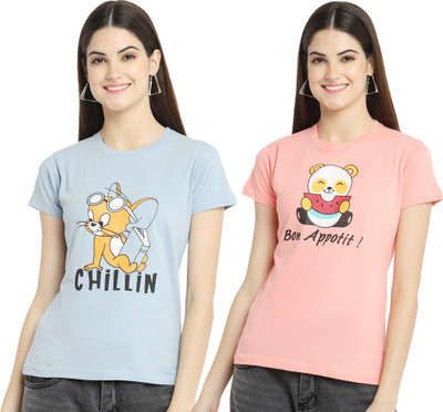 Tromko Printed Women Round Neck Multicolor T-Shirt