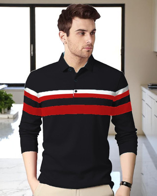 Autna Printed Men Polo Neck Black T-Shirt