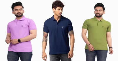 Tween Trends Solid Men Polo Neck Multicolor T-Shirt