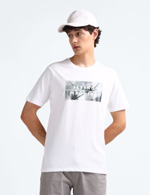 FLYING MACHINE Printed Men Crew Neck White T-Shirt