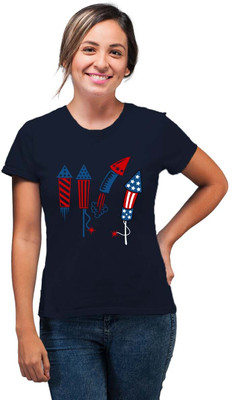 SmarTee Street Printed Women Round Neck Blue T-Shirt