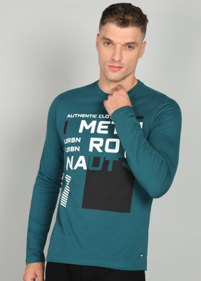 METRONAUT Printed Men Round Neck Dark Green T-Shirt