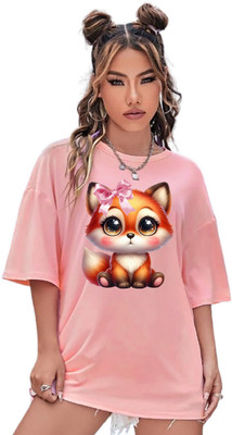 Absolute Defense Graphic Print Women Round Neck Pink T-Shirt