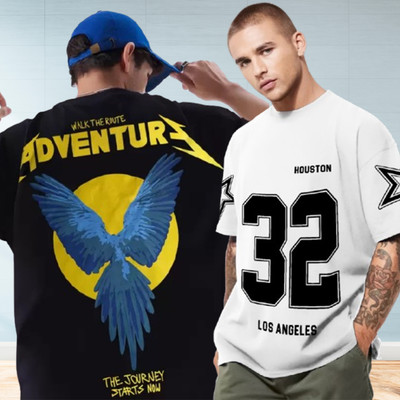 Jump Cuts Printed Men Round Neck Multicolor T-Shirt