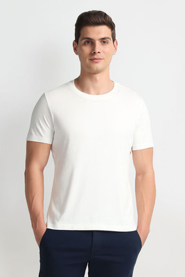 MH MOGHAHILLS Solid Men Round Neck White T-Shirt