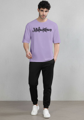 Clever Fox Printed Men Round Neck Purple T-Shirt