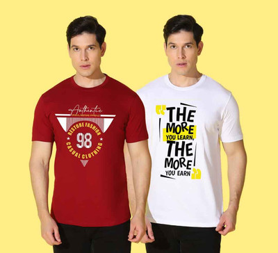 WOOSTRO Graphic Print, Solid Men Round Neck Multicolor T-Shirt
