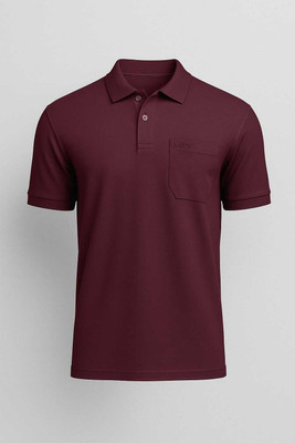 CRAFT N FIT Solid Men Polo Neck Maroon T-Shirt