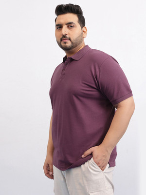 Toodlplus Self Design Men Polo Neck Purple T-Shirt
