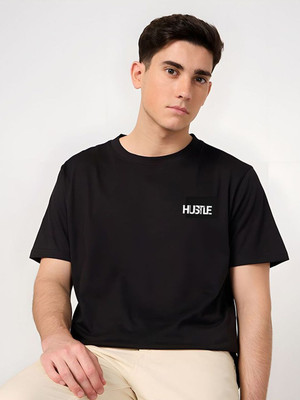 SZN Graphic Print Men Round Neck Black T-Shirt