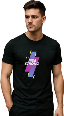 Fabc Typography Men Round Neck Black T-Shirt
