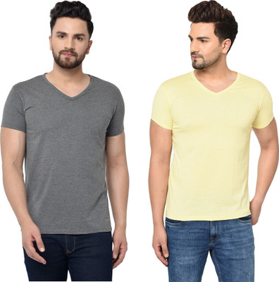 Adorbs Trend Solid Men V Neck Multicolor T-Shirt