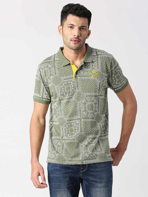 Pepe Jeans Printed Men Polo Neck Green T-Shirt