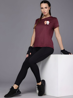 SZN Graphic Print Women Round Neck Maroon T-Shirt