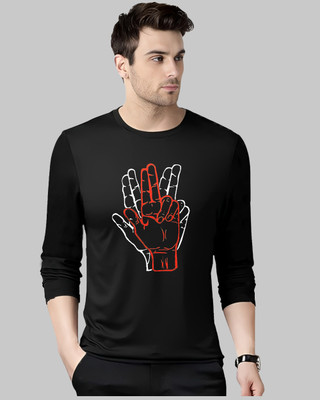 FastColors Printed Men Round Neck Black T-Shirt